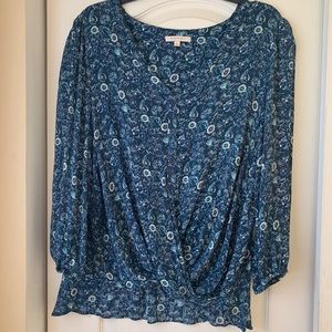 Skies are Blue: Pierre Button Down Twist Detail Top